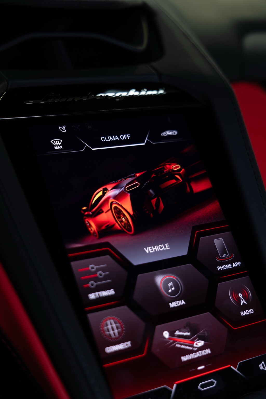 Lamborghini Temerario center screen and leather interior