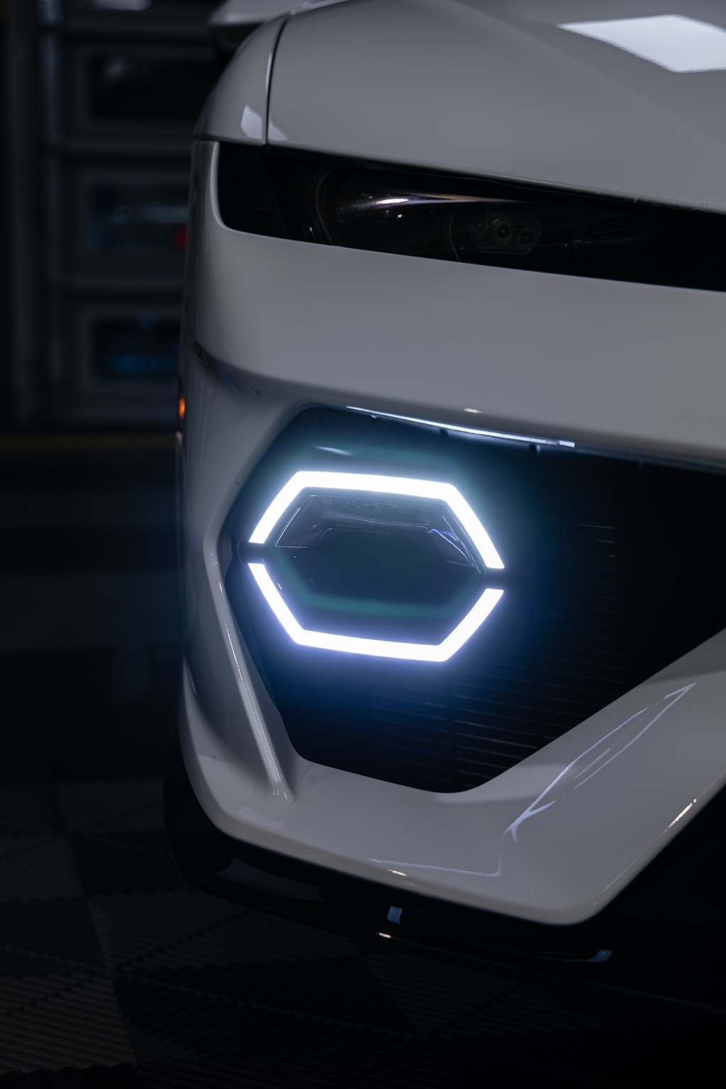Lamborghini Temerario hexagonal front daytime running light close-up